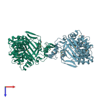 PDB entry 4ina coloured by chain, top view.