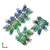 PDB entry 4ind coloured by chain, front view.