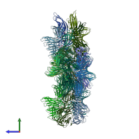 PDB entry 4ind coloured by chain, side view.