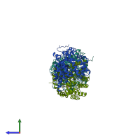 PDB entry 4inf coloured by chain, side view.