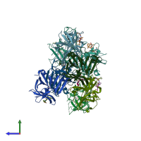 PDB entry 4inh coloured by chain, side view.