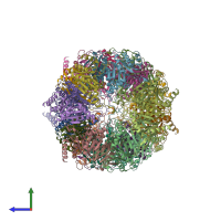 PDB entry 4int coloured by chain, side view.