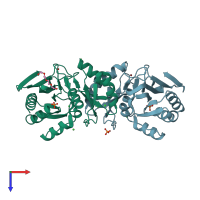 PDB entry 4io1 coloured by chain, top view.