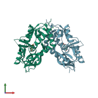 PDB entry 4io2 coloured by chain, front view.