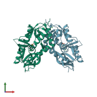 PDB entry 4io5 coloured by chain, front view.
