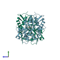 PDB entry 4io5 coloured by chain, side view.