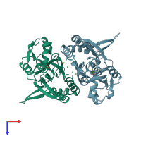 PDB entry 4io5 coloured by chain, top view.
