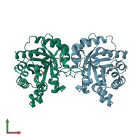 PDB entry 4iot coloured by chain, front view.