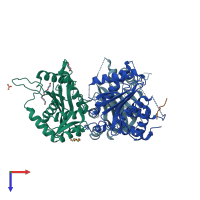 PDB entry 4iox coloured by chain, top view.