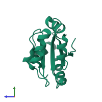 PDB entry 4ip1 coloured by chain, side view.