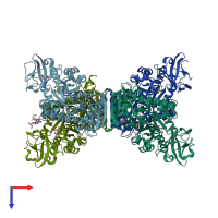 PDB entry 4ip7 coloured by chain, top view.