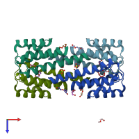 PDB entry 4ip8 coloured by chain, top view.