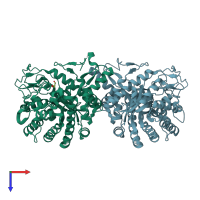 PDB entry 4ipl coloured by chain, top view.
