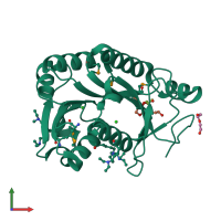 PDB entry 4ipt coloured by chain, front view.