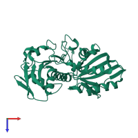 PDB entry 4iq8 coloured by chain, top view.