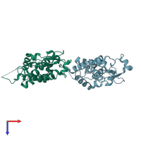 PDB entry 4iqa coloured by chain, top view.