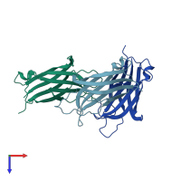 PDB entry 4iqh coloured by chain, top view.