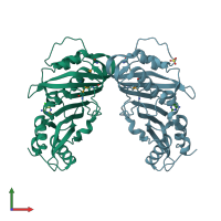 PDB entry 4iqi coloured by chain, front view.