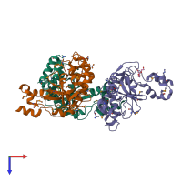 PDB entry 4iqn coloured by chain, top view.