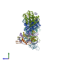 PDB entry 4iqr coloured by chain, side view.