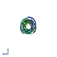 PDB entry 4iqs coloured by chain, side view.