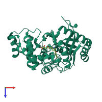 PDB entry 4iqu coloured by chain, top view.