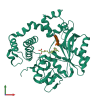 PDB entry 4iqv coloured by chain, front view.