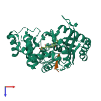 PDB entry 4iqv coloured by chain, top view.