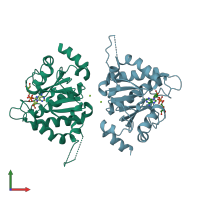 PDB entry 4iqy coloured by chain, front view.