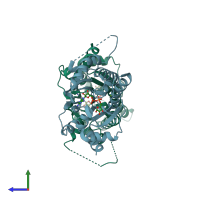 PDB entry 4iqy coloured by chain, side view.