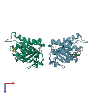 PDB entry 4iqy coloured by chain, top view.