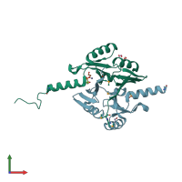 PDB entry 4ir0 coloured by chain, front view.