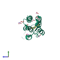 PDB entry 4ir4 coloured by chain, side view.