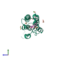 PDB entry 4ir6 coloured by chain, side view.