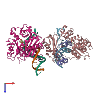 PDB entry 4irc coloured by chain, top view.