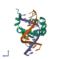 PDB条目4iri由链条着色，侧视图。