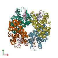 PDB entry 4iro coloured by chain, front view.