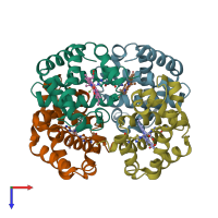 PDB entry 4iro coloured by chain, top view.