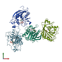 PDB entry 4irq coloured by chain, front view.