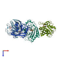 PDB entry 4irq coloured by chain, top view.