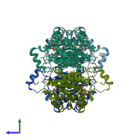 PDB entry 4is3 coloured by chain, side view.