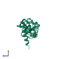 PDB entry 4is7 coloured by chain, side view.