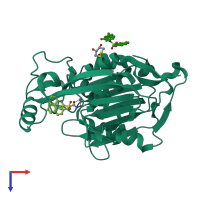 PDB entry 4isa coloured by chain, top view.