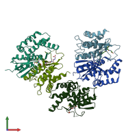 PDB entry 4isd coloured by chain, front view.