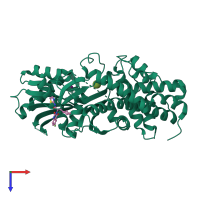 PDB entry 4isf coloured by chain, top view.