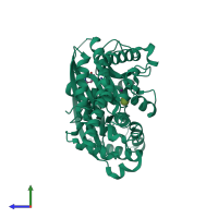 PDB entry 4isg coloured by chain, side view.