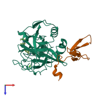 PDB entry 4isi coloured by chain, top view.