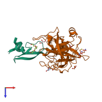 PDB entry 4isl coloured by chain, top view.