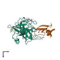 PDB entry 4iso coloured by chain, top view.