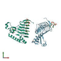 PDB entry 4isx coloured by chain, front view.